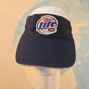 VTG‎ Miller Lite Visor Hat Navy 90S Dad BBQ Hat Patch Star Promotions Jackson WI